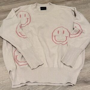 Smiley Face Light Gray Sweater